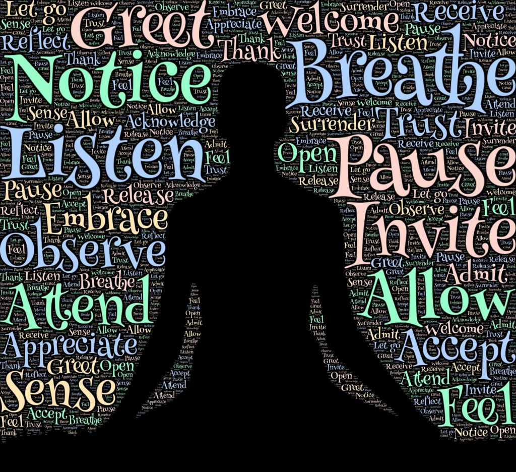 Meditation showing breathe, allow and accept