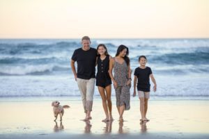 Family walking on the beach together