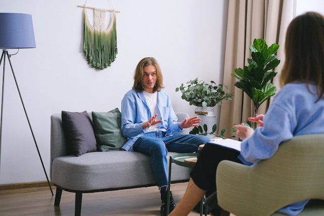 Man during an NLP therapy session